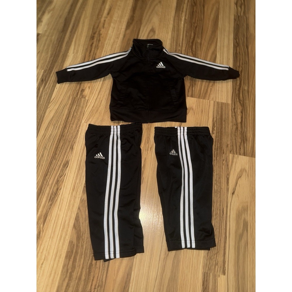 Adidas Infant 9M 9 Months Tracksuit Set Outfit Black White